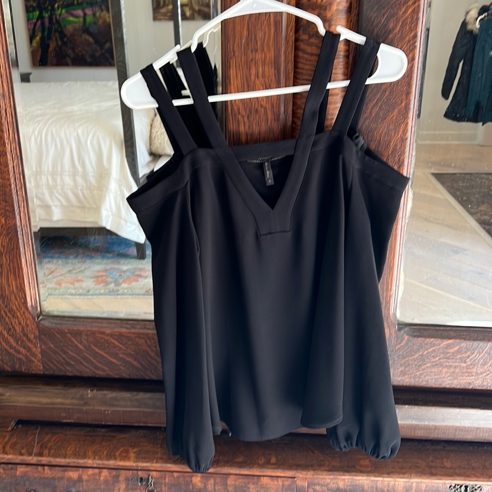 BCBG off the shoulder, V-neck Long sleeve blouse